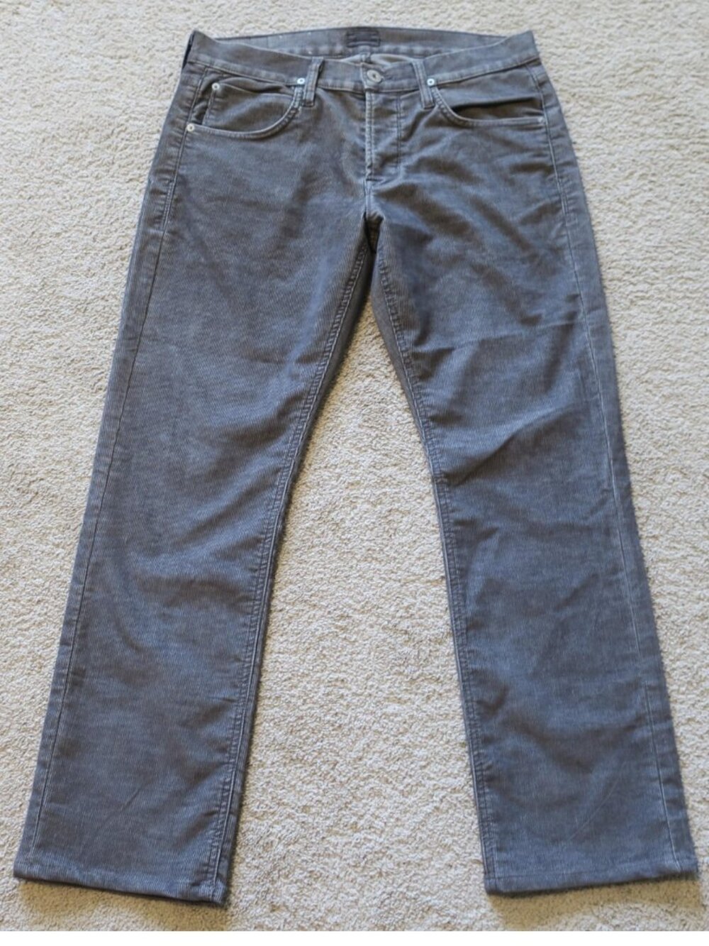 Hudson Byron Jeans Men's 32x29 Gray Stretch Corduroy Five Pocket Straight Denim